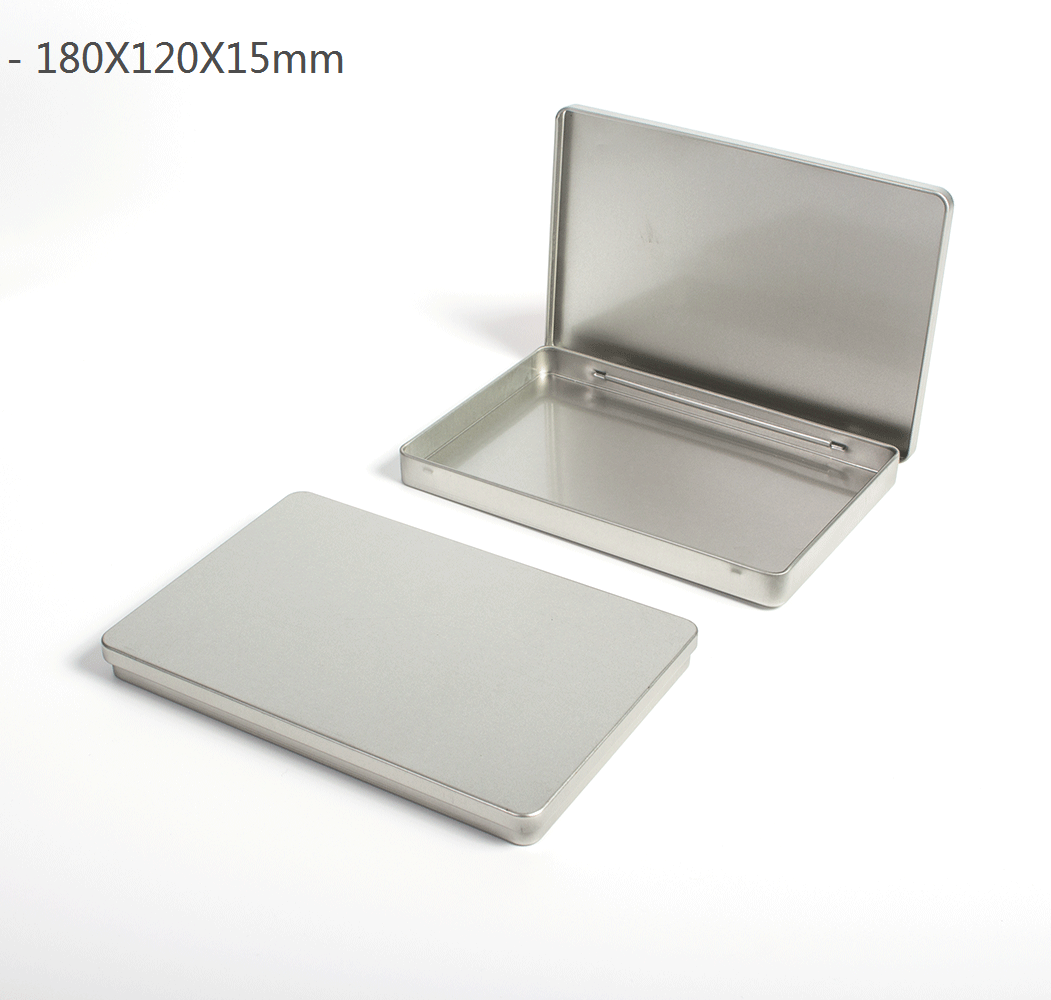 Rectangular Tins Plain Hinged Metal Packing Box Matte Black Tin Container White Silver Metal Tins Box