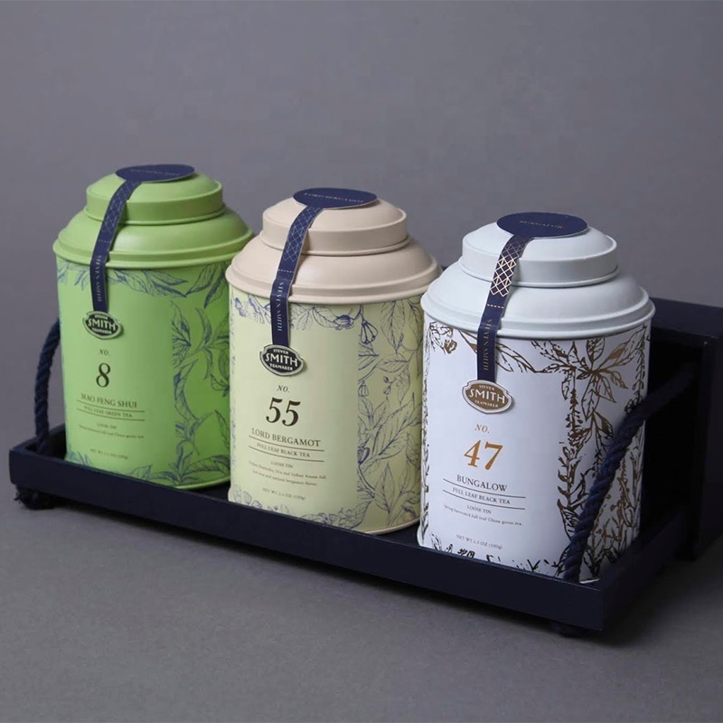 Custom Printed Luxury Round Airtight Packaging Coffee Box Food Grade Canister Tea Tin Cans With Inner Lid