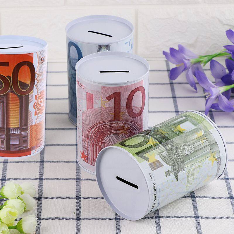 Custom money tin box coin saving tins round piggy bank sublimation piggy bank metal piggy bank money saving box