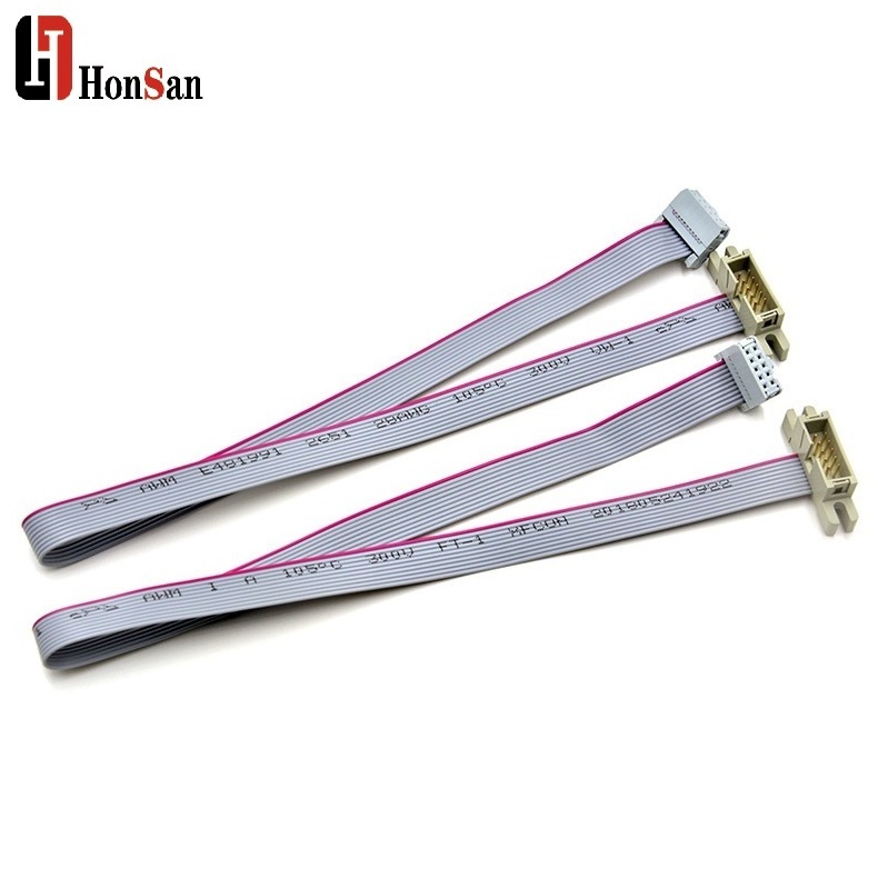 6 8 10 12 14 16 20 24 26 30 34 40 50 60 64 Pin 1.27mm Pitch Idc Connector Grey Flat Cable Assembly Ribbon Cable