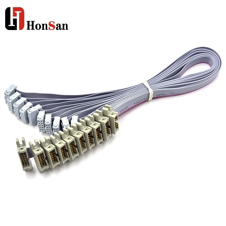 6 8 10 12 14 16 20 24 26 30 34 40 50 60 64 Pin 1.27mm Pitch Idc Connector Grey Flat Cable Assembly Ribbon Cable