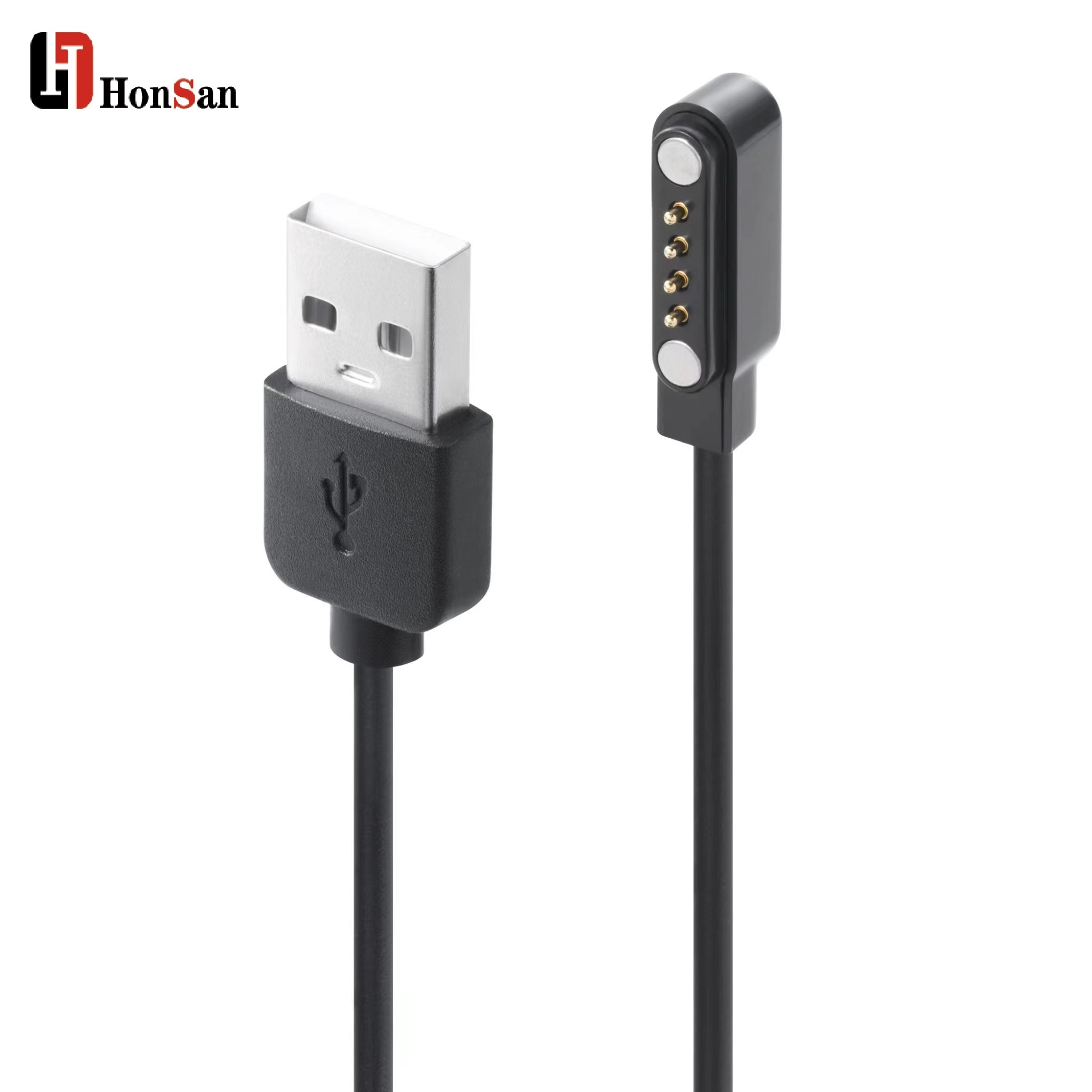 Wholesale Usb Magnetic Pogo Pin Charger 2.84mm 4pin Smart Watch Charger Cable For M12 M16 D06 Hw12 Hw16 X22 Arris Watch 6 Lux