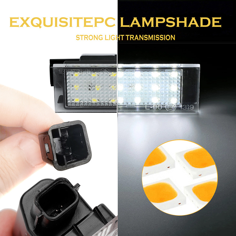 2x LED Number License Plate Lights Lamps for Fiat Mercedes W415 Nissan Opel Renault Megane Clio Twingo Laguna Dacia