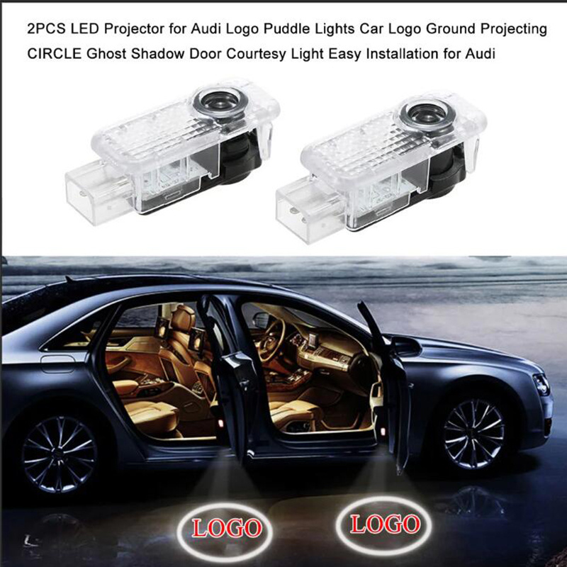 Car Door Projector LED Logo Lights, For Audi Puddle Entry LED Ghost Shadow Logo Lights  A1 A3 A4 A6 A7 A8 Q3 Q5 Q7 TT