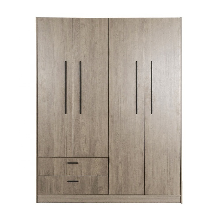 Modern Design Large Four Doors MDF Wardrobe with Two Drawers for bedroom