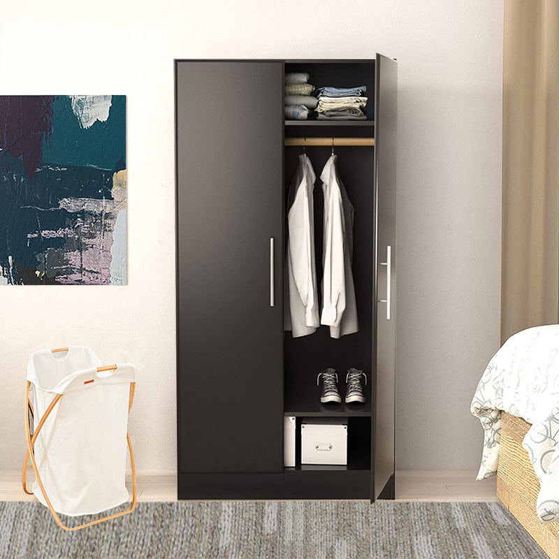 2 Door Armoire Closet Wardrobe Storage Cabinet Organizer with 2 Concealed Shelves and Cloth Rod Great for Storage