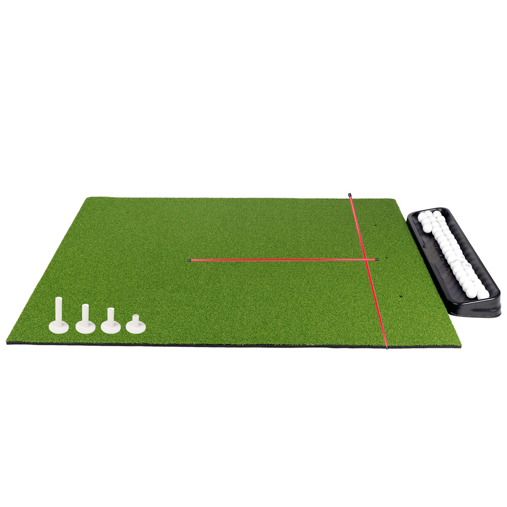 Mixed driving range golf swing practice putting hitting range mat with rubber base and ball tray