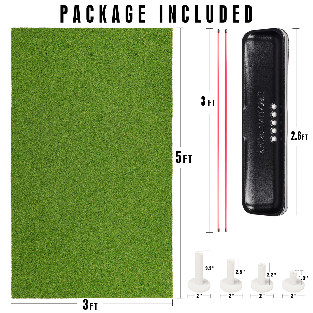 Mixed driving range golf swing practice putting hitting range mat with rubber base and ball tray