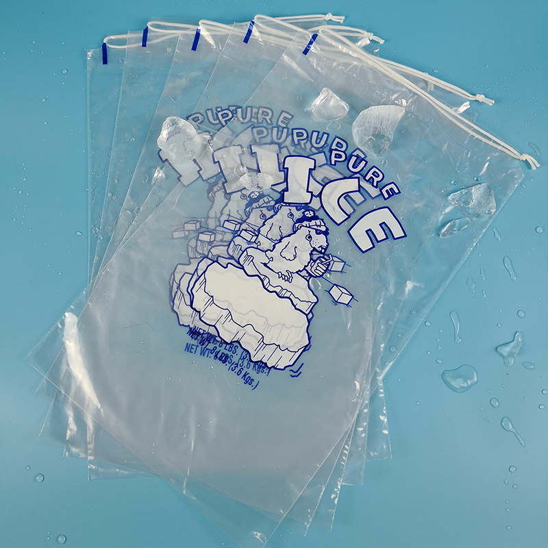 10Lb Extra Strength Reusable Safe Food Grade Plastic Drawstring Ice Bag