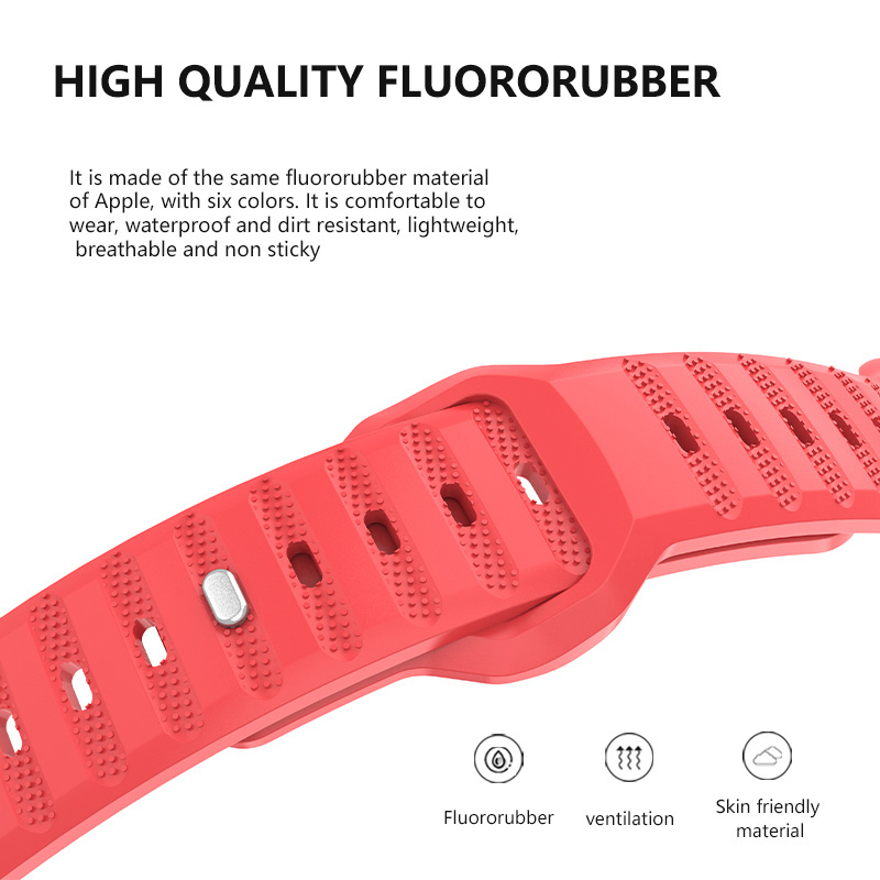 Waterproof Lightweight Outdoor Sports Rubber Watchband FKM Rubber Straps For Apple Watch 45mm