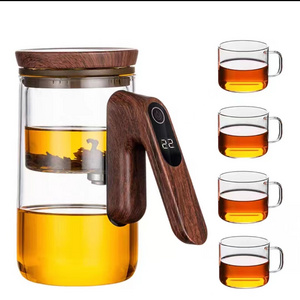 Smart Electric Automatic Glass Water Bottle Drink Ware Reusable Tea Kettle Cup set Portable Glass Teapot with Infuser Tea pot