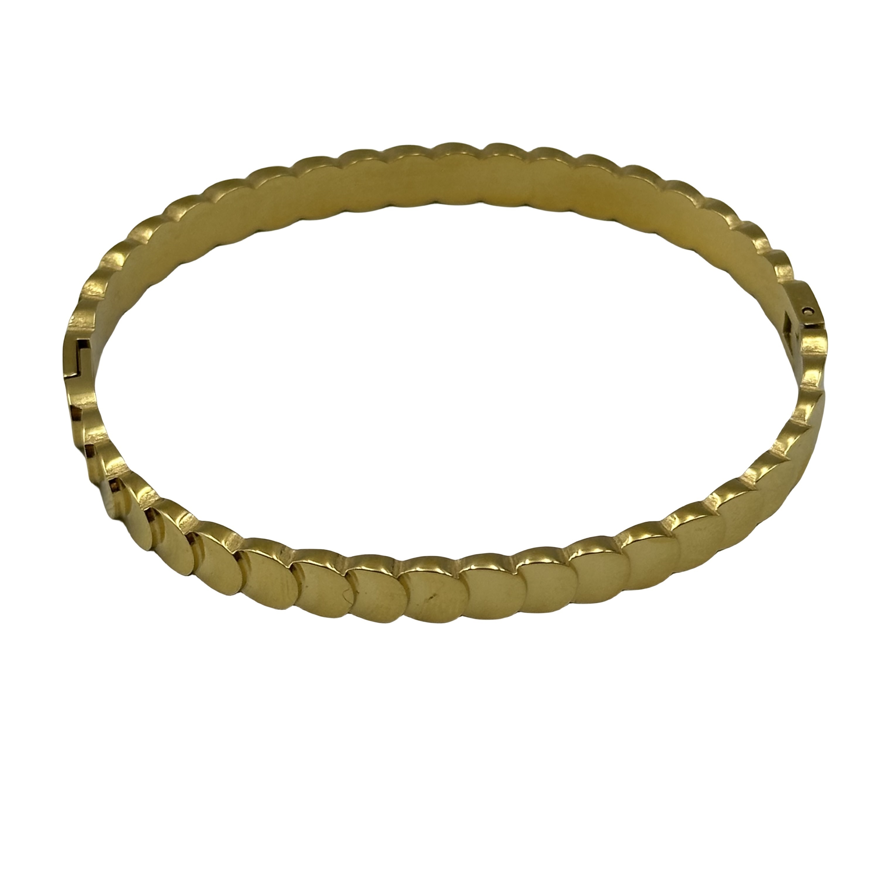 Hot Sale Waterproof And Rust-proof Stainless Steel Gold Plated All-sided Round Embossment Bracelet For Women