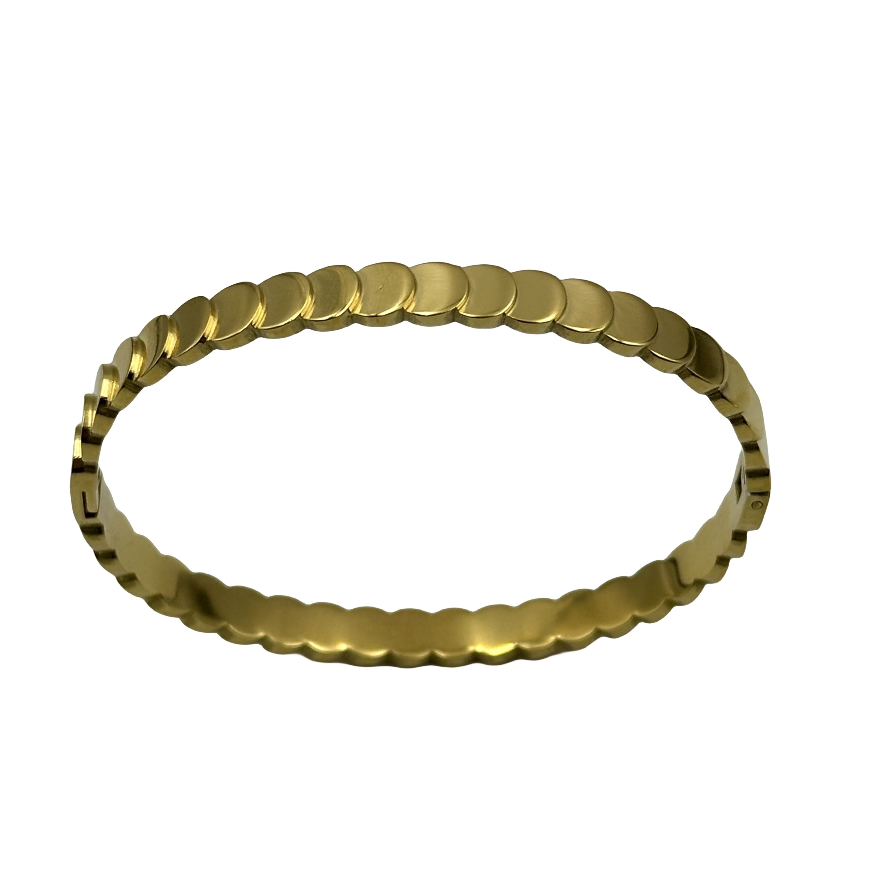 Hot Sale Waterproof And Rust-proof Stainless Steel Gold Plated All-sided Round Embossment Bracelet For Women