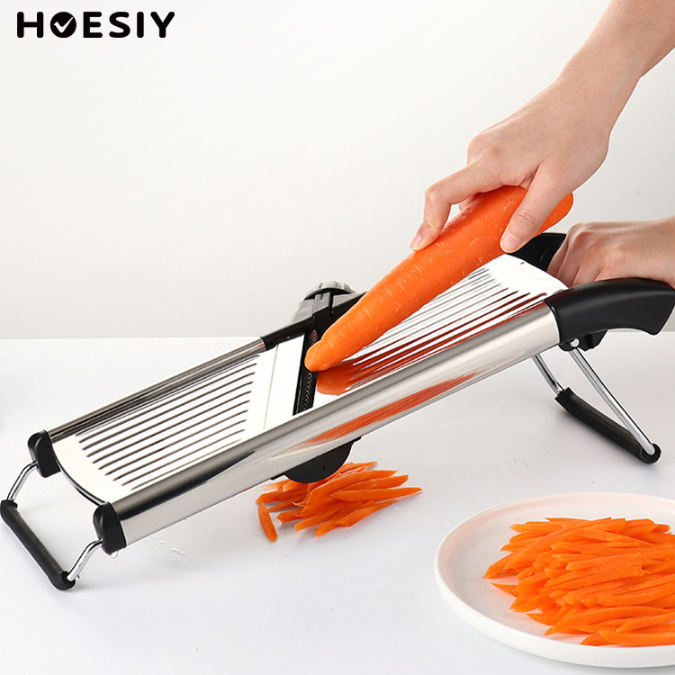 Onion Potato Cutter Stainless Steel Vegetable Slicer No-slip Fruit Vegetable Tool Julienne Adjustable Mandoline with Safety Tool