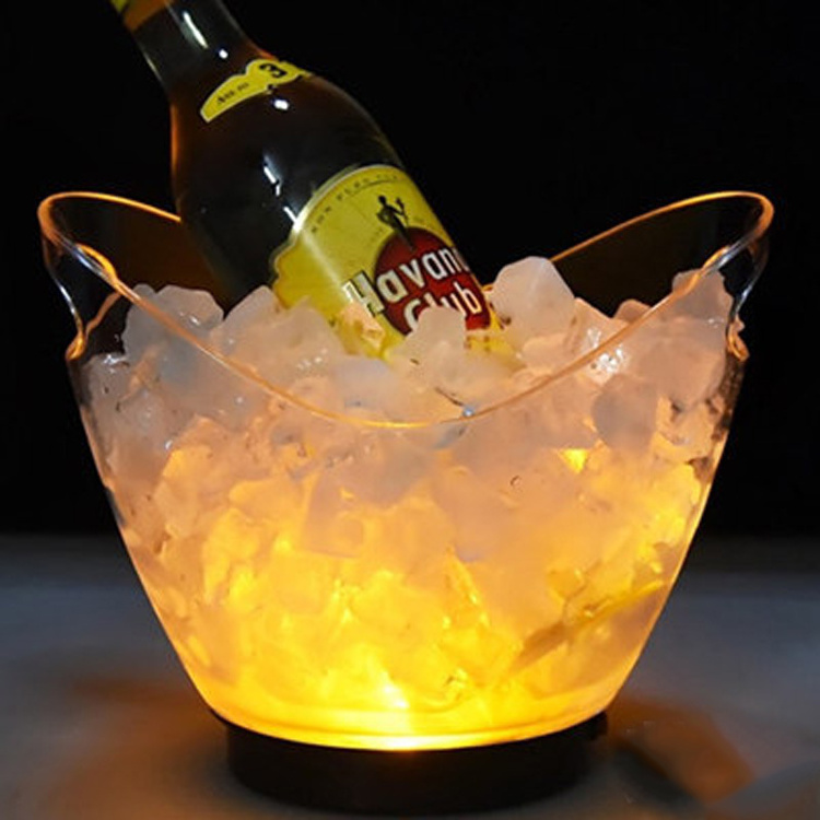 Acrylic Plastic Drinks Container Custom Logo Wine Beer Champagne Bucket for Party Club Hotel Led Acrylic Ice Bucket Beverage Tub