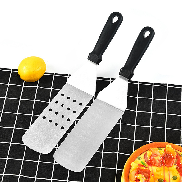 Professional Kitchen Gadget Stainless Steel Wooden Handle BBQ Grill Pizza Burger Turner Griddle Long Metal Spatula Steak Spatula