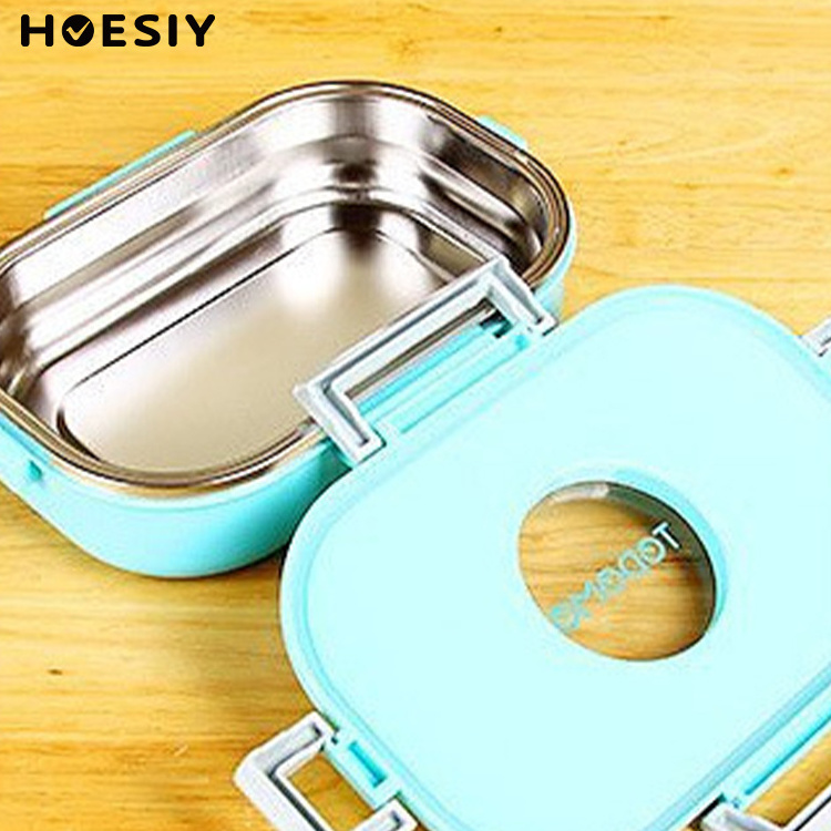 Metal Tiffin 304 Stainless Steel PP Plastic Lid Bento Box Inox Anti Water Leak Sustainable Lunch Box Kids Children Lunch Box