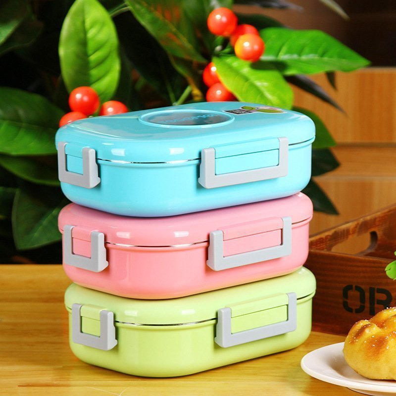 Metal Tiffin 304 Stainless Steel PP Plastic Lid Bento Box Inox Anti Water Leak Sustainable Lunch Box Kids Children Lunch Box