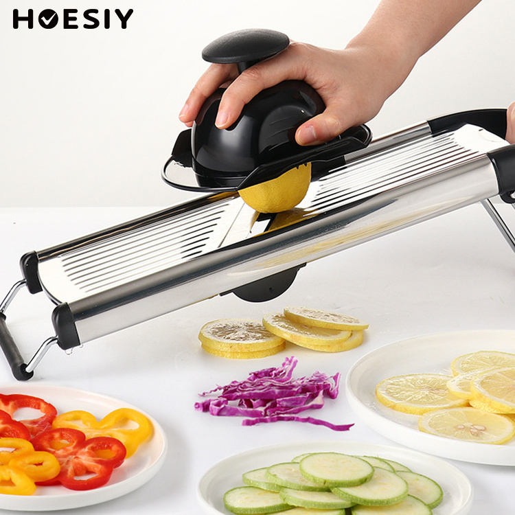 Stainless Steel Manual Chopper Vegetable Tool Non-slip Multi Blade Adjustable Mandoline Cheese Vegetable Slicer with Safety Tool