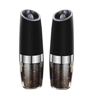 Custom Battery LED Light Automatic One Hand Operation Adjustable Stainless Steel Salt Pepper Mill Sets Electric Pepper Grinder