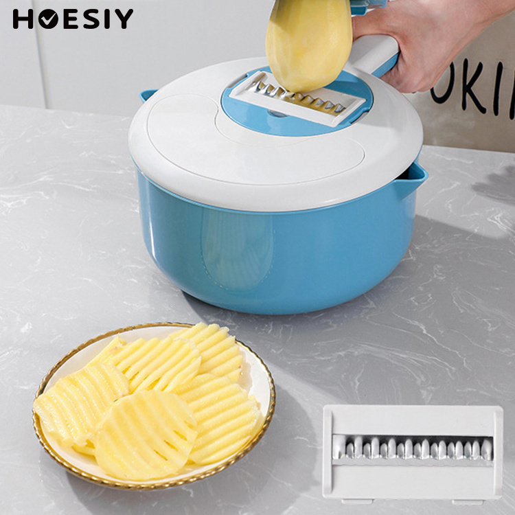 Multifunction Vegetable Fruit Tool Manual Salad Spinner Drainer Gridded Potato Chips Food Julienne Cheese Grater Chopper Slicer