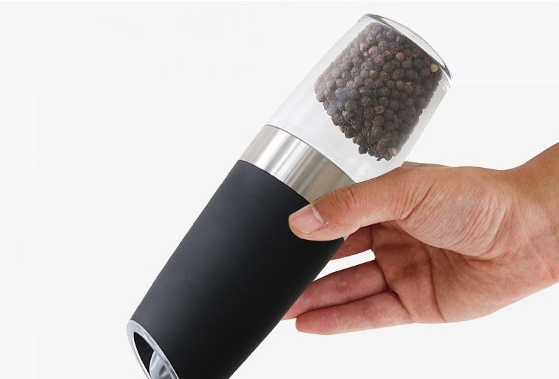 Custom Battery LED Light Automatic One Hand Operation Adjustable Stainless Steel Salt Pepper Mill Sets Electric Pepper Grinder