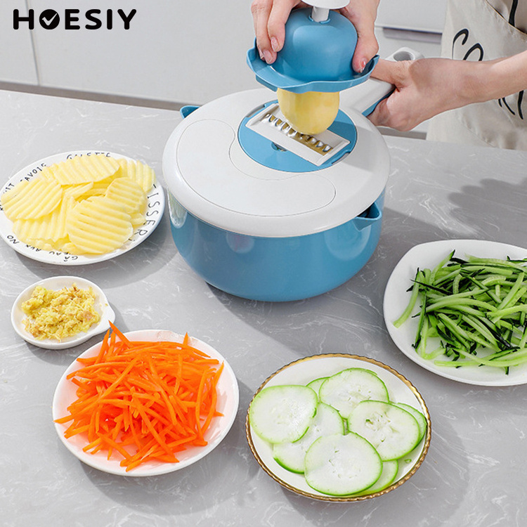 Multifunction Vegetable Fruit Tool Manual Salad Spinner Drainer Gridded Potato Chips Food Julienne Cheese Grater Chopper Slicer