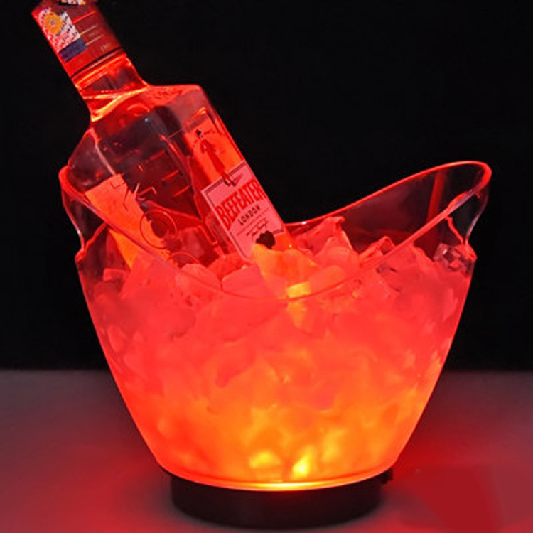 Acrylic Plastic Drinks Container Custom Logo Wine Beer Champagne Bucket for Party Club Hotel Led Acrylic Ice Bucket Beverage Tub