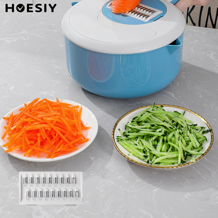 Multifunction Vegetable Fruit Tool Manual Salad Spinner Drainer Gridded Potato Chips Food Julienne Cheese Grater Chopper Slicer