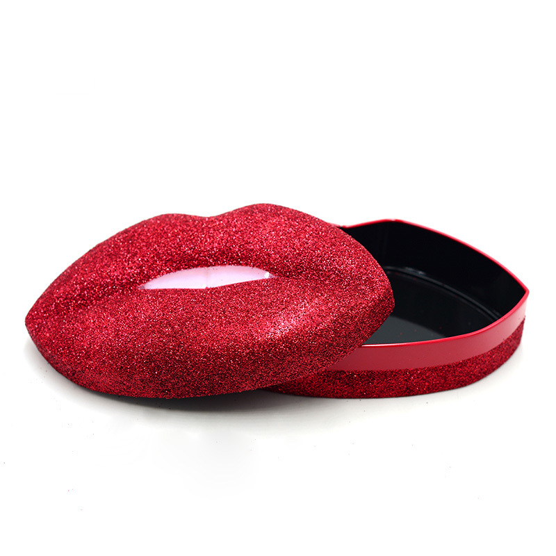 Chinese Factory Price Laser Lip Shape Cosmetics Metal Tin Packing Boxes For Lip Gloss And Eye Shadow