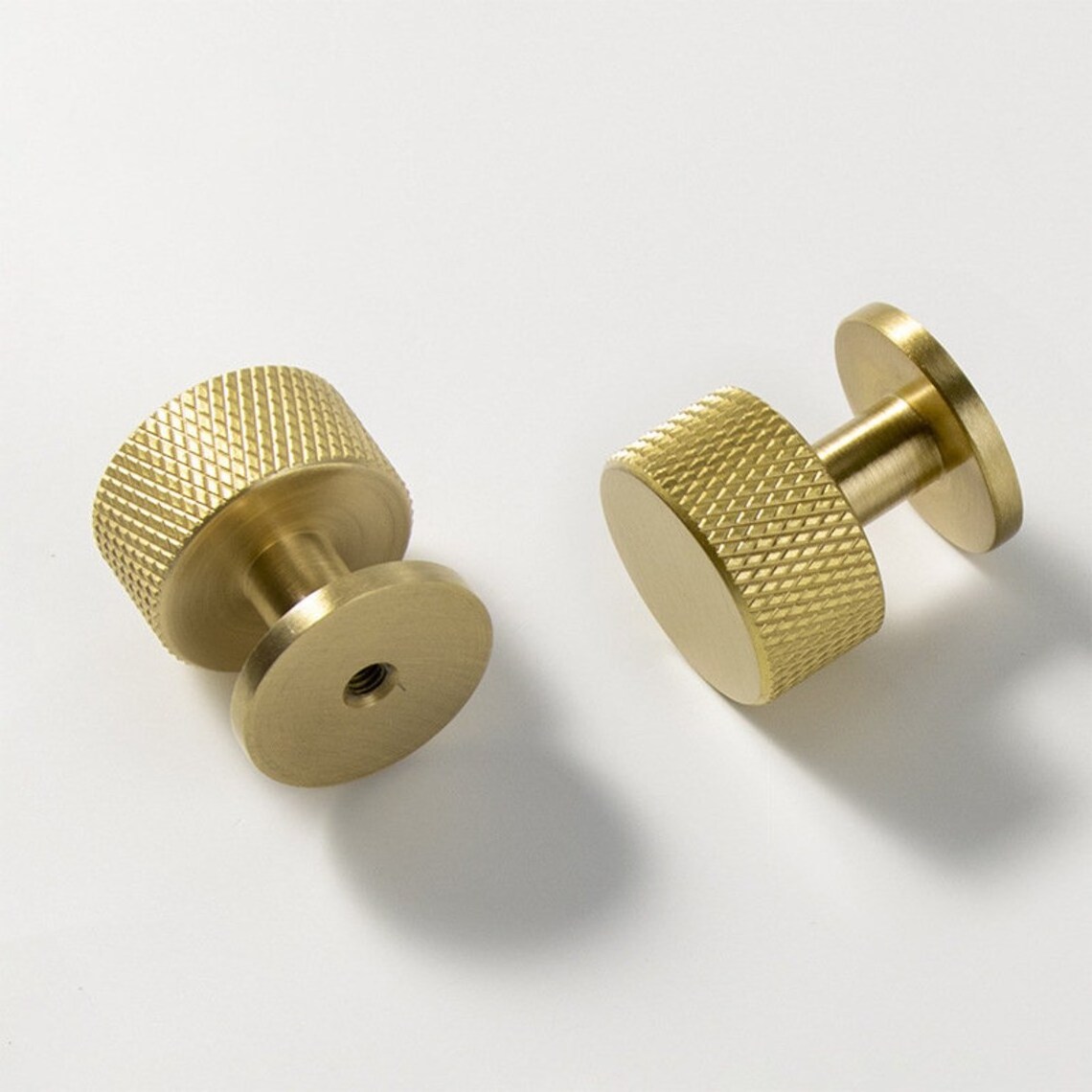 China Factory Custom Made Round Cabinet Knurled Gold Color Satin Brass Knob