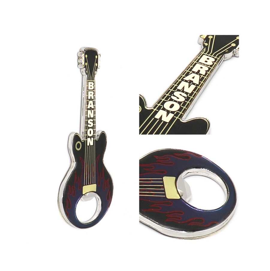 Unique Design Guitar Shaped Metal Bottle Opener Customized Pattern Style Magnetic Bottle Opener