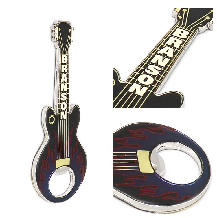 Unique Design Guitar Shaped Metal Bottle Opener Customized Pattern Style Magnetic Bottle Opener