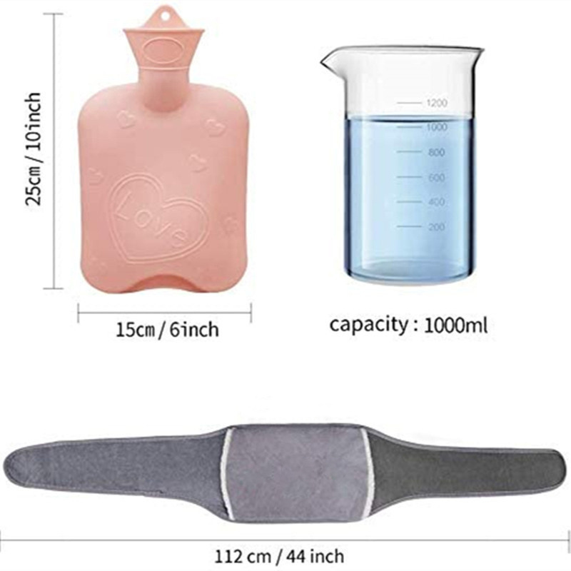 Wholesale 2000ml PVC hot water bottle with belt and knitted set hot water bag customizable hand warmer for winter