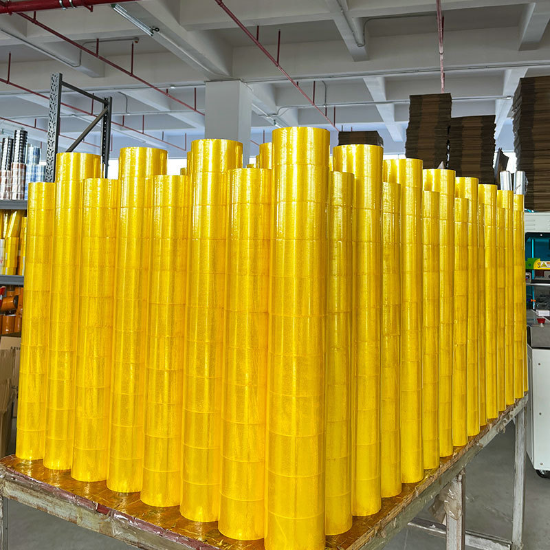 Bopp Lemon Yellow Tape Jumbo Rolls Clear Transparent Reflective Crystal Strong Strength Carton Packing Adhesive Sticky Tape