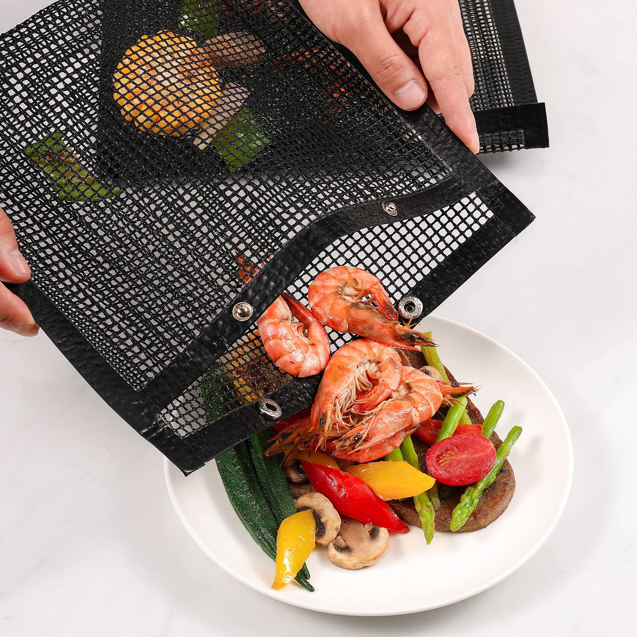 Food Grade Fibreglass Non Stick Reusable Non-Stick Barbecue Bags BBQ Mesh Grill Bags for Outdoor Grill