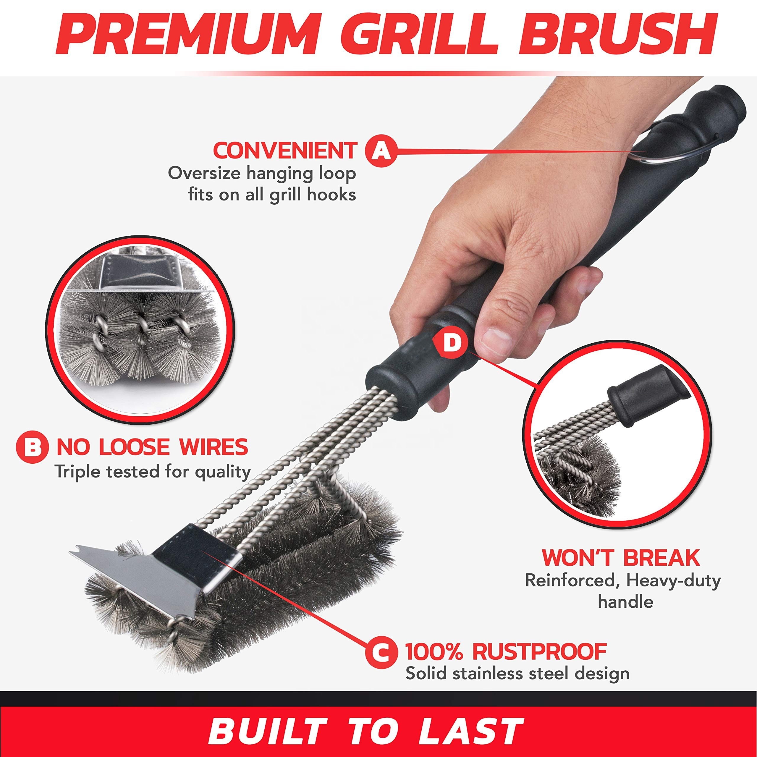 Non Stick Heat Resistance Heavy Duty Safe Grill Brushes and Scraper Grill Cleaner Brush Grill Accessories