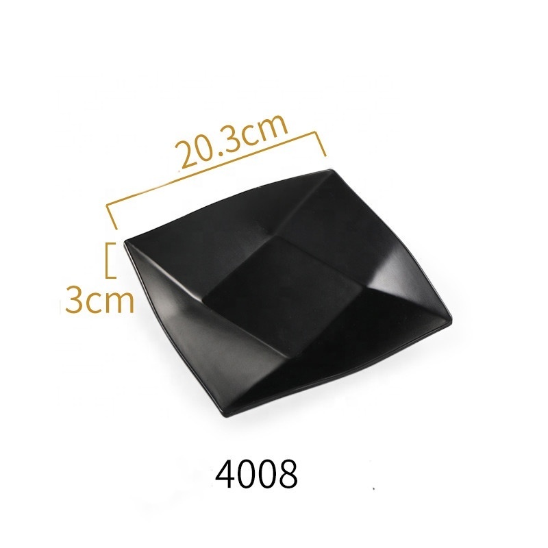 Solid Black Plastic Tableware Plate Set Dish Dinnerware Restaurant Barbecue Steak Plates Household Melamine Dinner Dishes