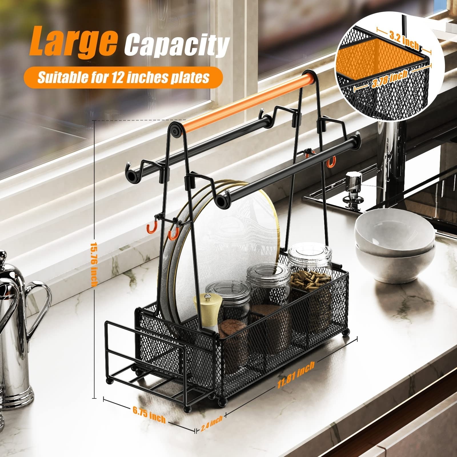 Portable Large Capacity Custom Wooden Stainless Steel Metal Picnic Condiment Storage Caddy Large Grill Utensil Caddy