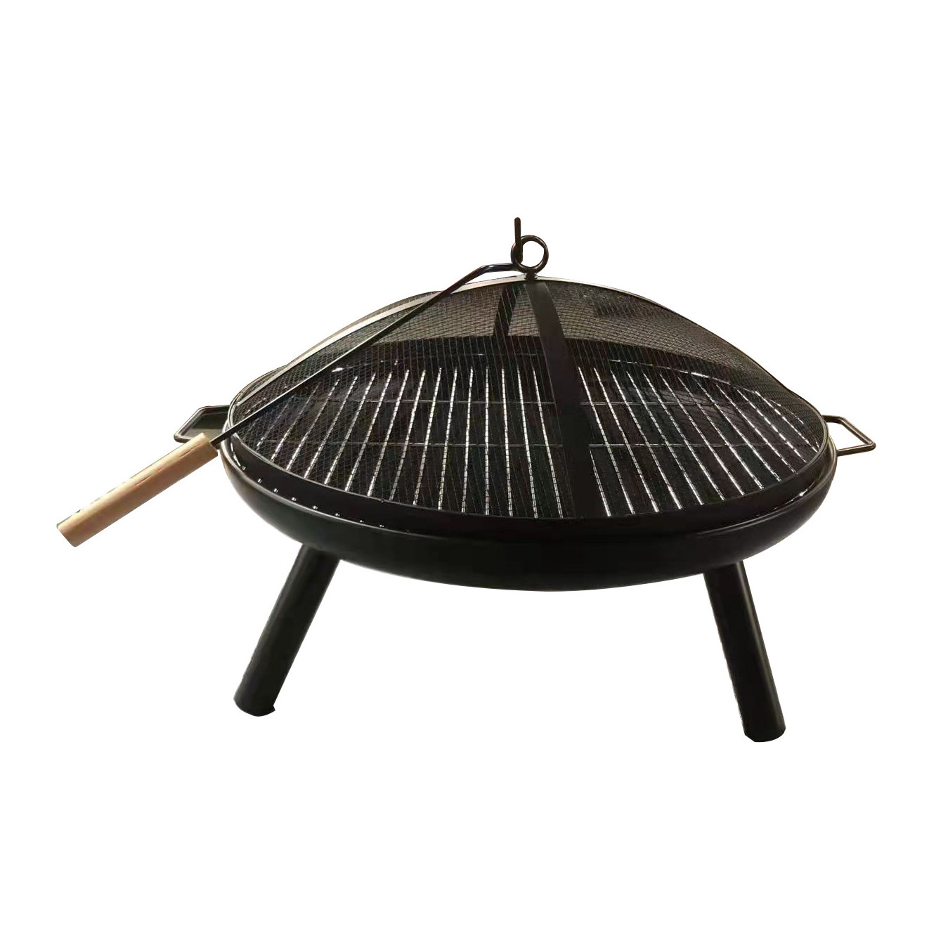 Outdoor Camping Wood Burning Simple Metal Iron Brazier Portable Round BBQ Grill Fire Bowl Pit