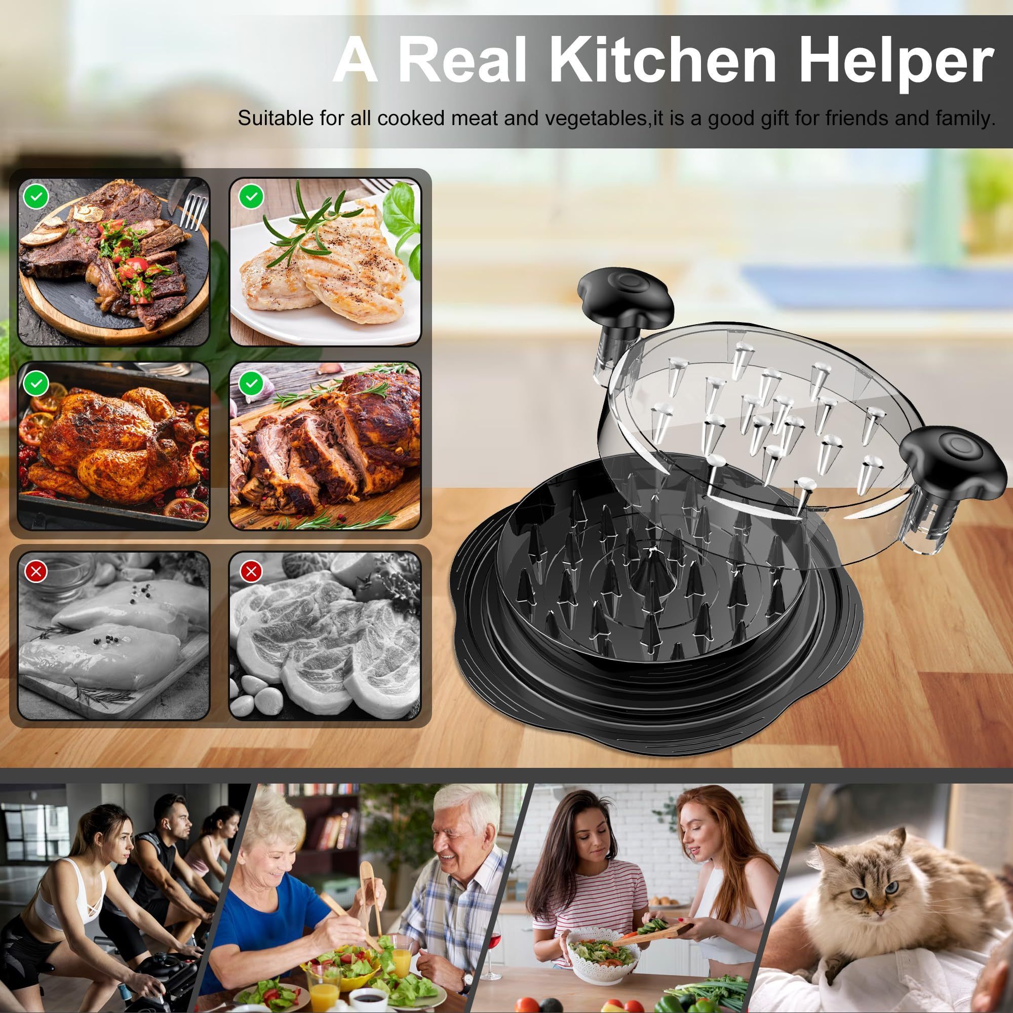 Anti-Slip Strip BPA Free Large Visible Storming Twist Meat Shredder Tool Chicken Breast Shredder