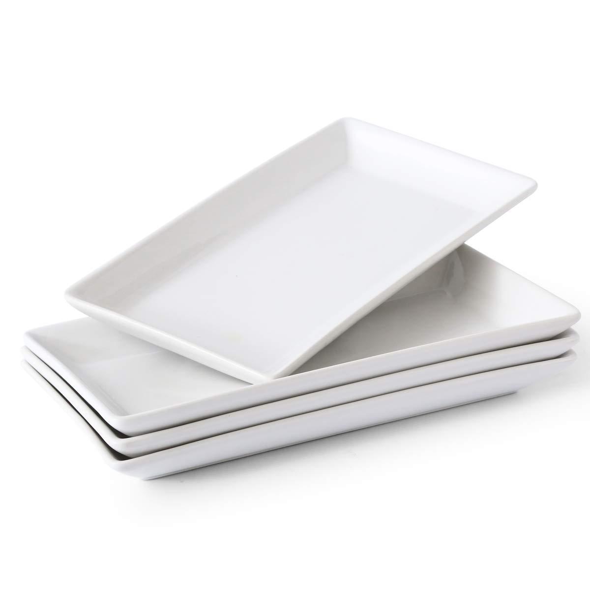 Custom Color 9.84 Inch Melamine Serving Platters Rectangular Trays White Serving Platters Melamine Plate Set