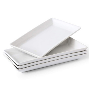 Custom Color 9.84 Inch Melamine Serving Platters Rectangular Trays White Serving Platters Melamine Plate Set