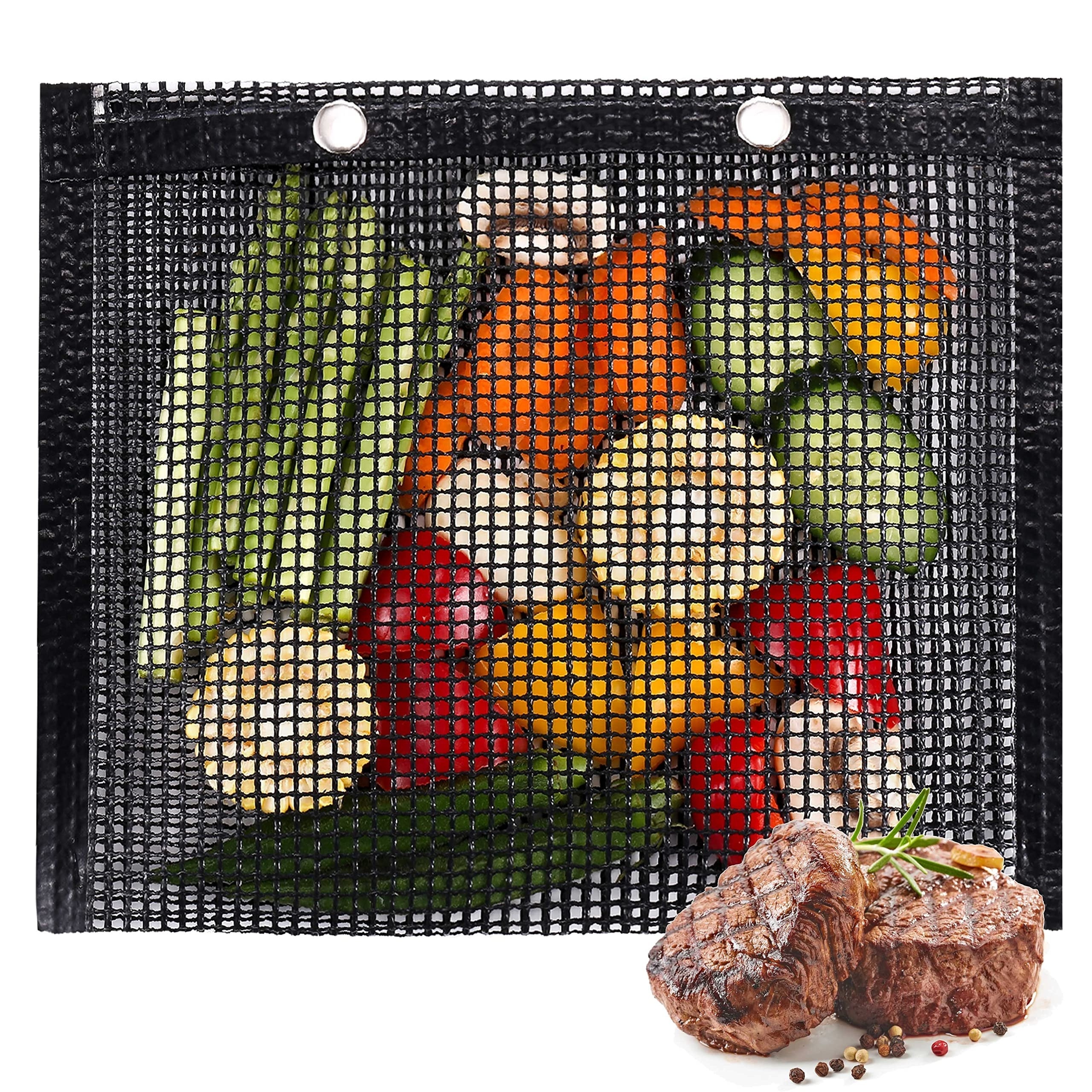 Food Grade Fibreglass Non Stick Reusable Non-Stick Barbecue Bags BBQ Mesh Grill Bags for Outdoor Grill