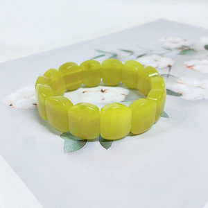 HY Natural Lemon Jade Oval Shape Bangles Men Women Healthy Bracelet