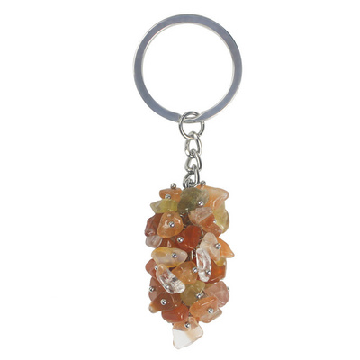 2023 Beauty personal Crystal Crushed Stone Energy Keychain Carnelian Grape Shaped stone pendant for ornaments