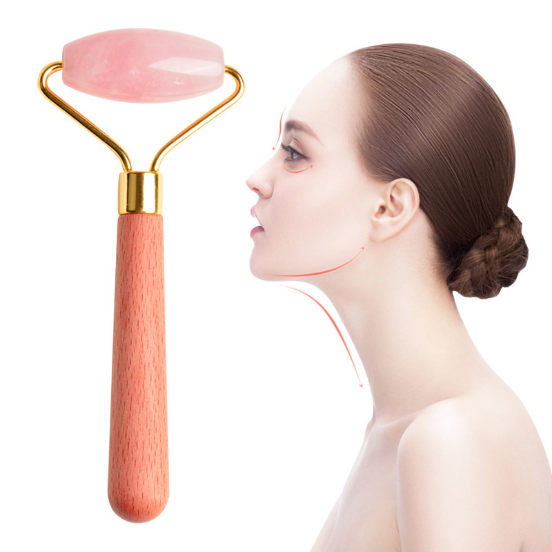 Skincare product Promotional gifts cheap 100% Natural Pink Jade Face Facial Sculptor Tool Jade Roller Gua Sha Set For Women