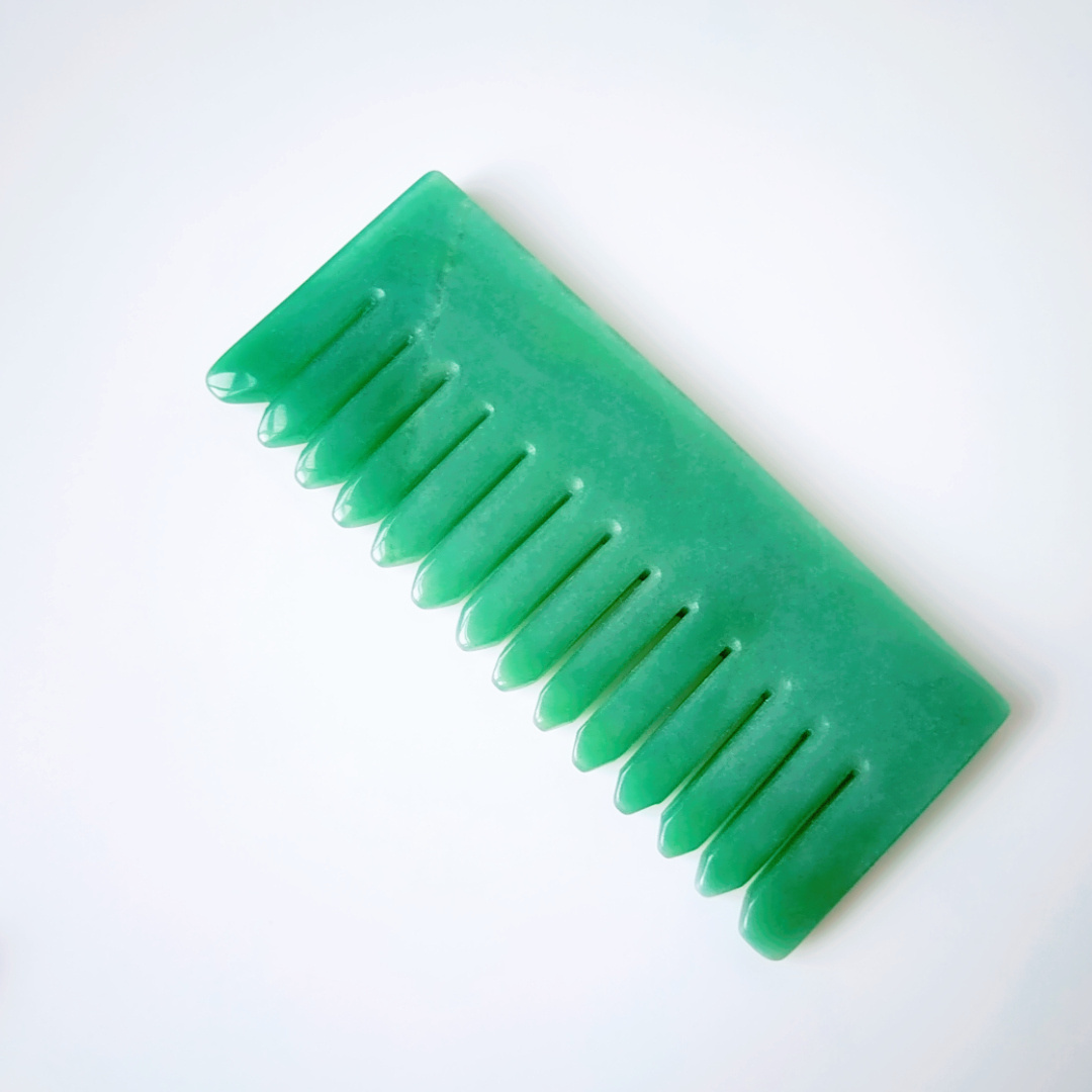 Hot Sale Head Shaving Massage Tool Green Aventurine Comb Jade Stone Massager Comb