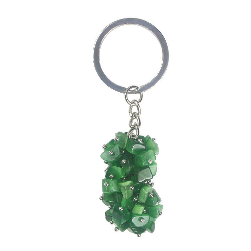 DIY Cheap Crystal Crushed Stone Energy Keychain Green opal Grape Shaped loose gemstone pendant for making pendant