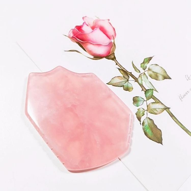 HY New Natural Crystal Rose Quartz Stone Body Massage Tool Jade Gua Sha Rose Quartz Guasha Stone